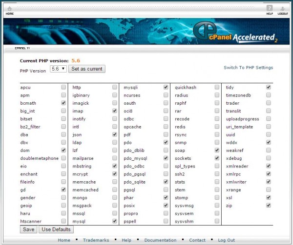 PHP settings
