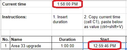 Google Sheet Timer Step 3