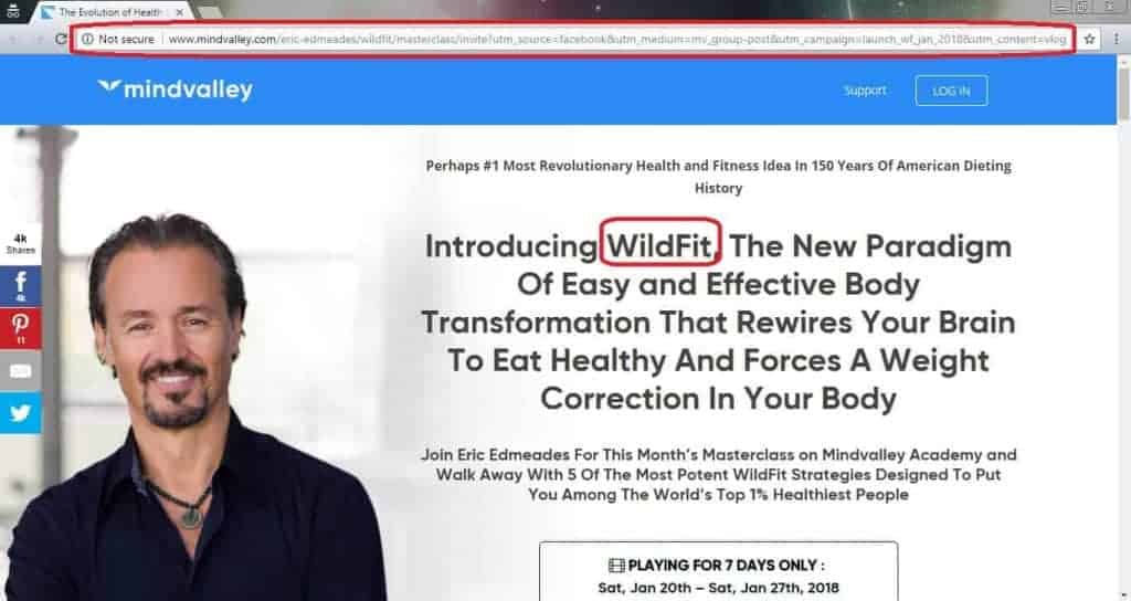 Mindvalley Wildfit endorsement and masterclass page