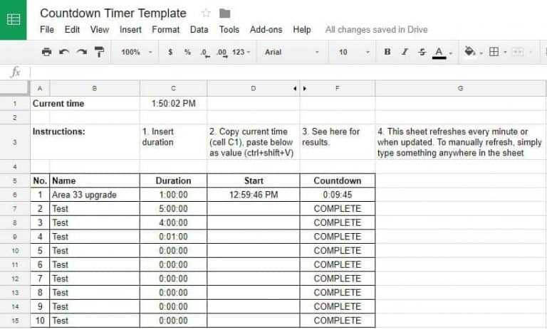 How To Make A Countdown Timer In Google Sheets