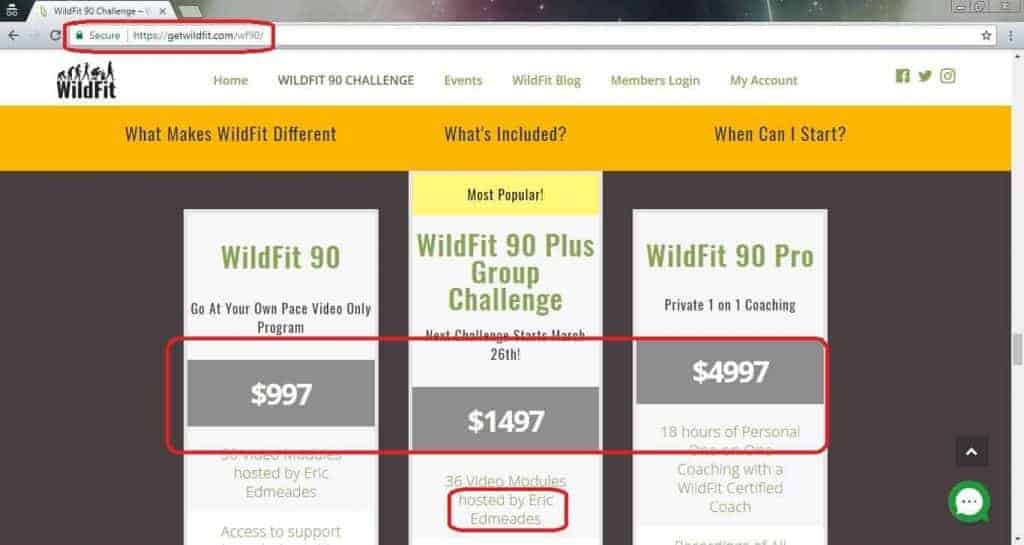 Wildfit pricing page